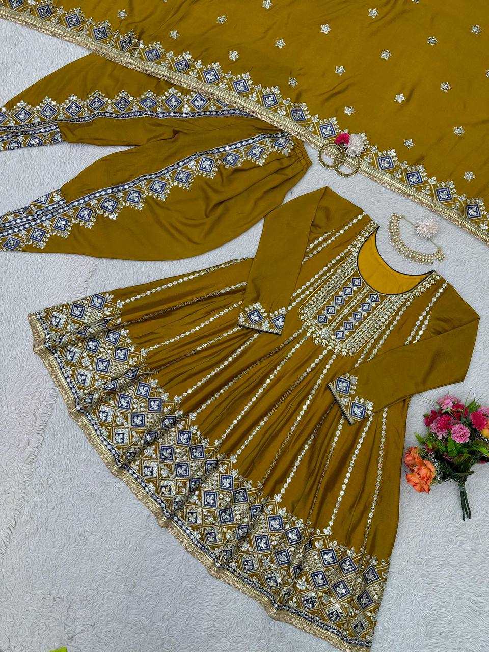 YNF CHINON SILK RIN133 1465 SUIT WHOLESALE LADIES EMBROIDERY PATIALA SUIT MANUFACTURER